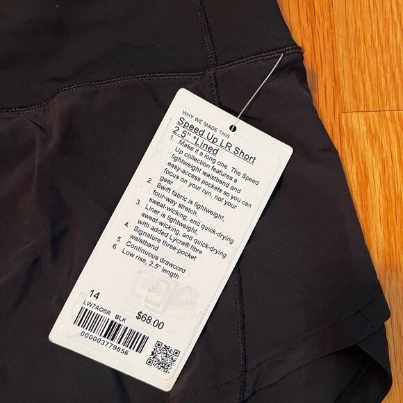 Lululemon Speed Up LR Low Rise Short 2.5" Lined BLK Black Size 14 NWT Athleisure - Picture 6 of 9